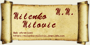 Milenko Milović vizit kartica